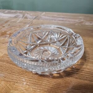 Heavy Cut Glass Pinwheel Star APB CRYSTAL Cigar Ashtray Tobacciana 5"